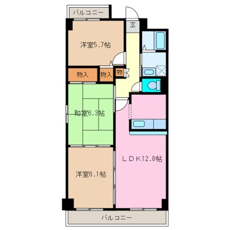 益生駅 徒歩30分 5階の物件間取画像